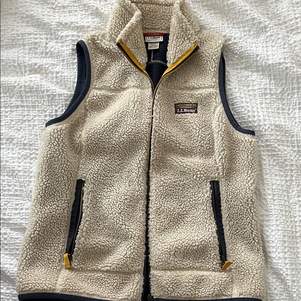 L.L. Bean Cream and Black Sherpa Vest